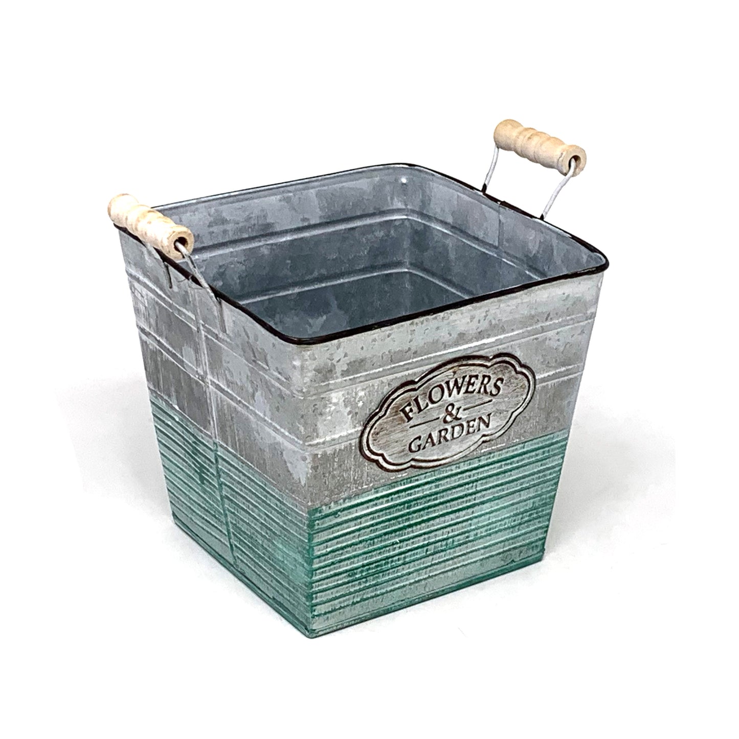 Allgala Planter Pot Galvanized Square Planter Pot Indoor and Outdoor Decoration