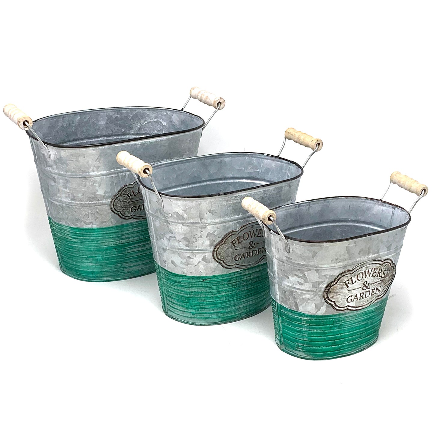 Allgala Planter Pot Galvanized Oval Planter Pot Indoor and Outdoor Decoration