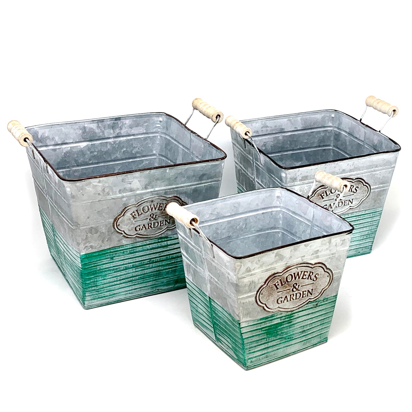 Allgala Planter Pot Galvanized Square Planter Pot Indoor and Outdoor Decoration