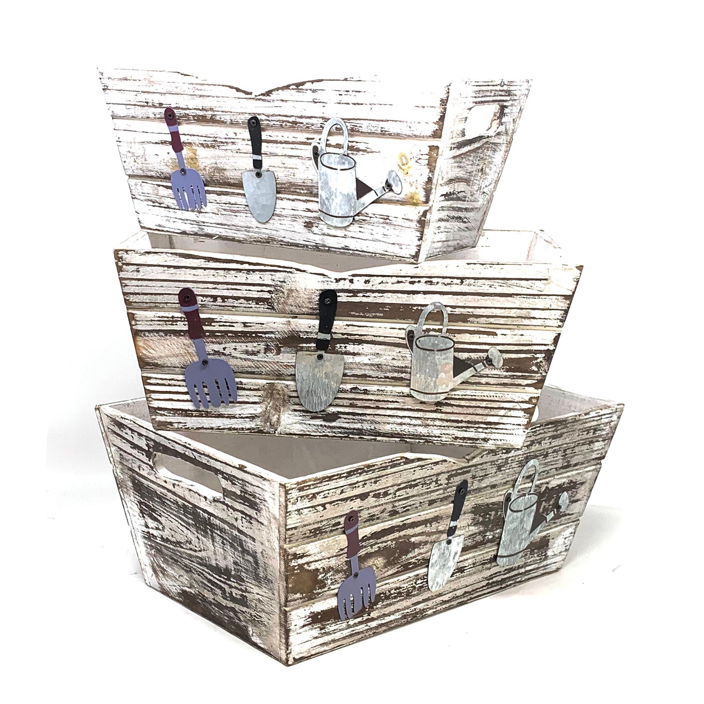 Allgala Planter Pot 3-PC Set Wooden Boxes Planter Trough for Flower/Storage/Display Boxes