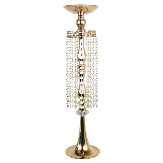 Allgala 25" Gold Plated Flower Stand with Crystal Beads Strand