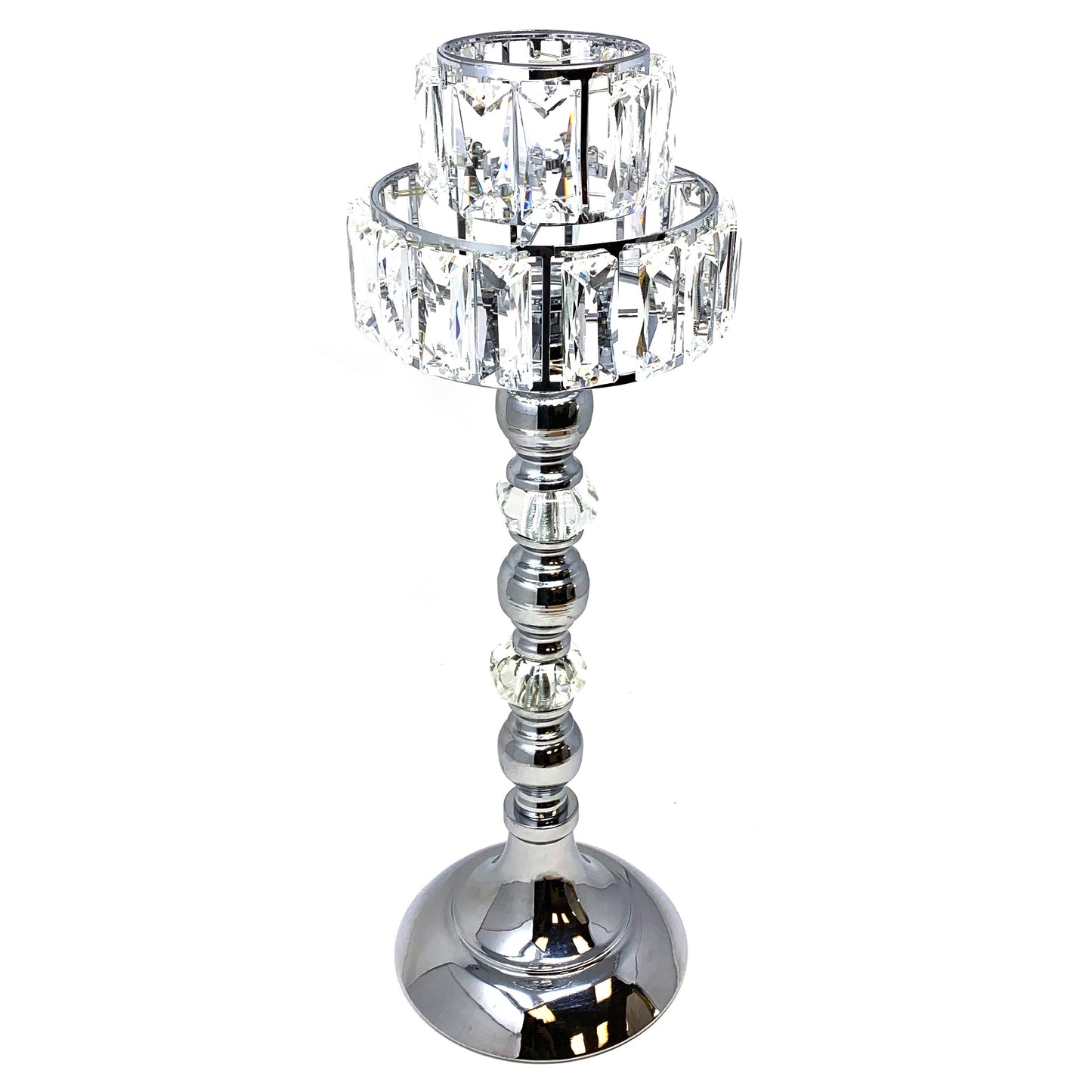 Allgala Candle Holder 19" Lamp Style Gold Tealight Candle Holder with Crystal Blocks
