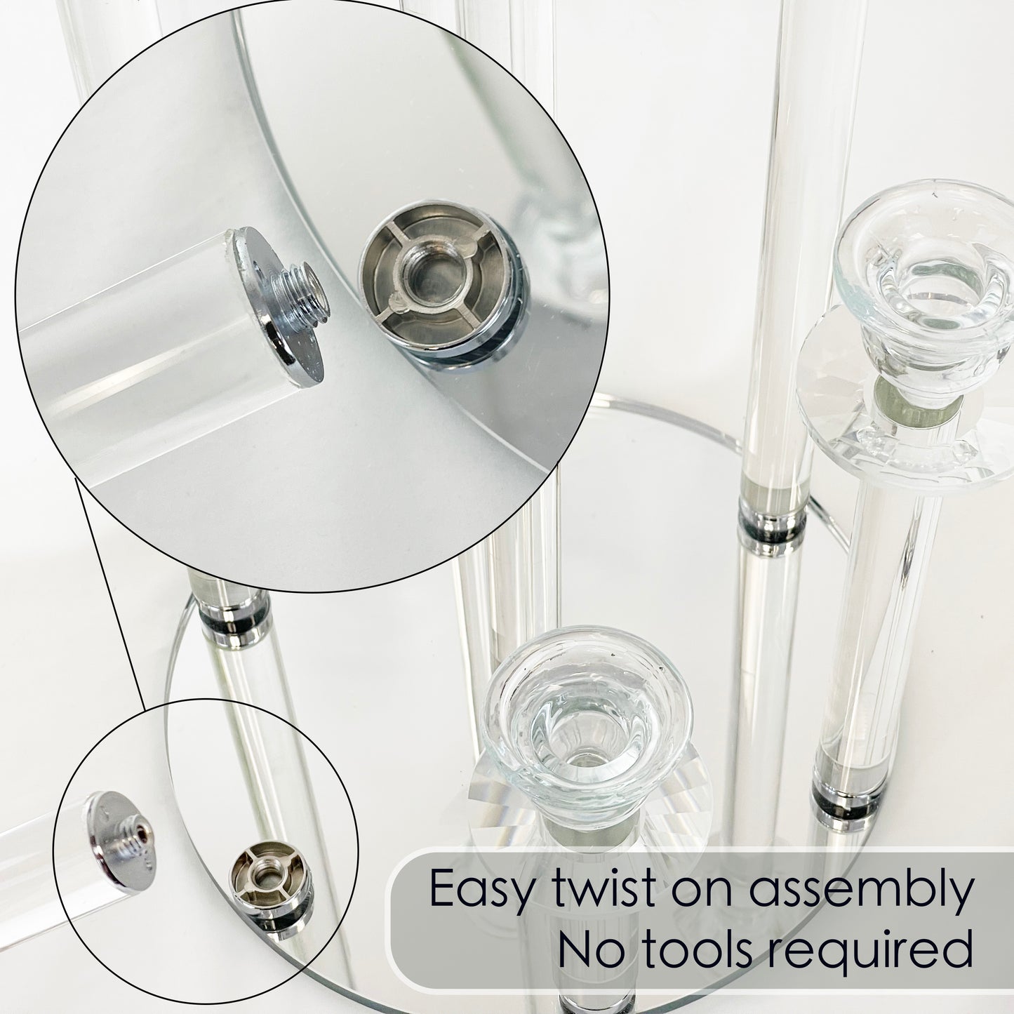 Allgala 23" (58CM) Tall 7-Cup Crystal Solid Glass Cylinder Tube Rod Candelabra for Taper-Candle Candlesticks-HD89129