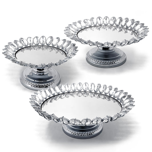 Crystal Gold Plated Dessert Cake Stand with Mirror Plate (Gold Lotus)