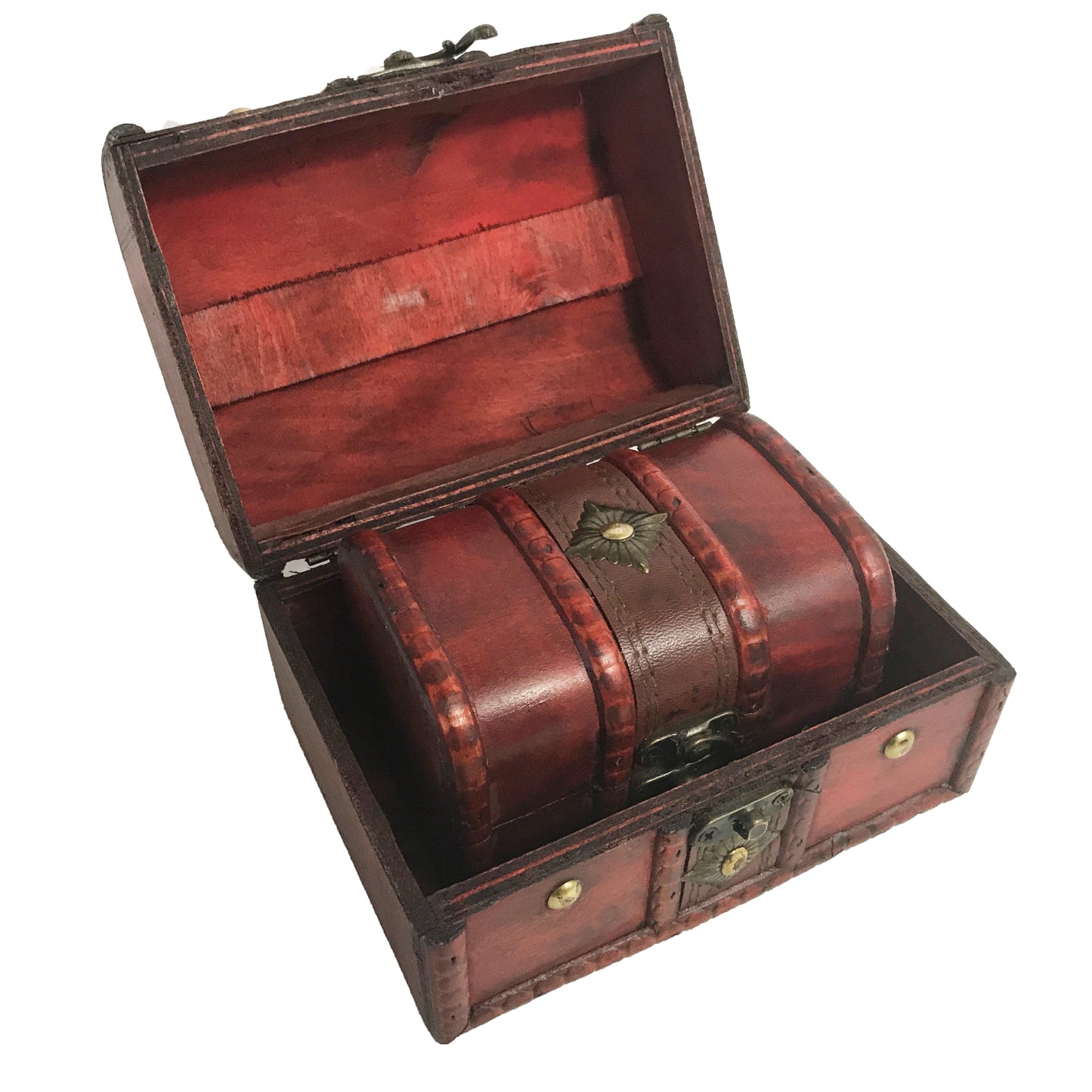 Allgala Wooden Box Antique Wooden Jewelry Treasure Trinket Keepsake Box 2-PC Set