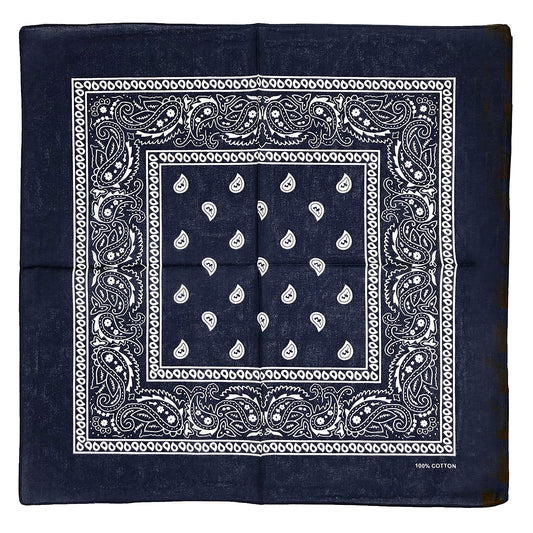 Allgala 12-pc 100% Cotton Bandanas, Paisley Pattern, Navy Blue