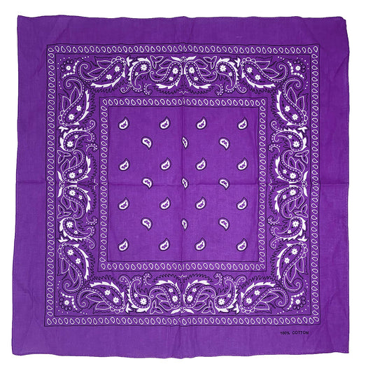 Allgala 12-pc 100% Cotton Bandanas, Paisley Pattern, Purple
