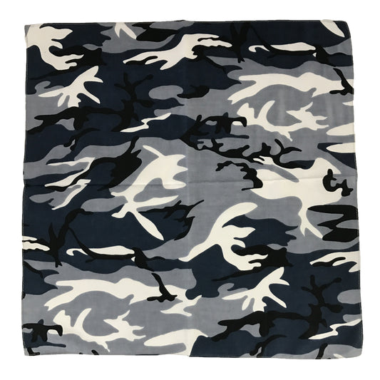 Allgala 12-PC 100% Cotton Premium Bandanas, Camouflage, Navy Grey