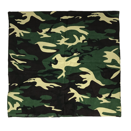 Allgala 12-PC 100% Cotton Premium Bandanas, Camouflage, Green