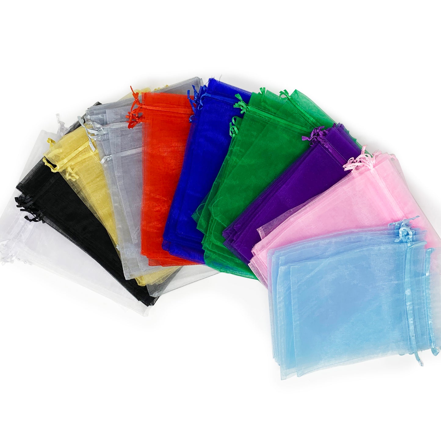 Allgala Organza Bags 100 Count Organza Sheer Gift Party Favor Bags with Drawstring-8x12 Inch