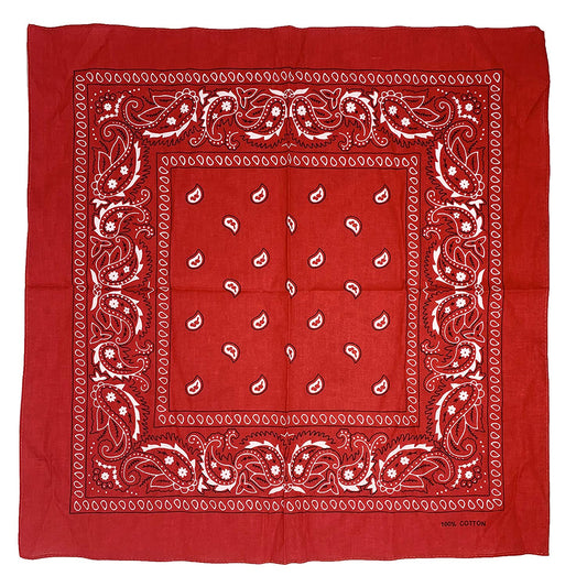Allgala 12-pc 100% Cotton Bandanas, Paisley Pattern, Red