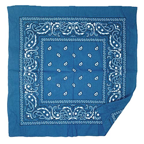 Allgala 12-pc 100% Cotton Bandanas, Paisley Pattern, Turquoise