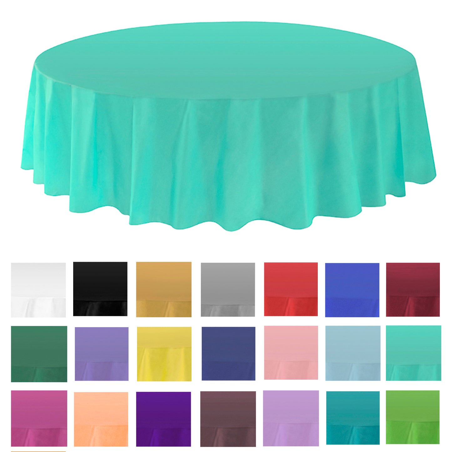 Allgala Table Cover 6-PK Premium Medium Duty Disposable 84" Round Plastic Tablecloth (Various Color Available)