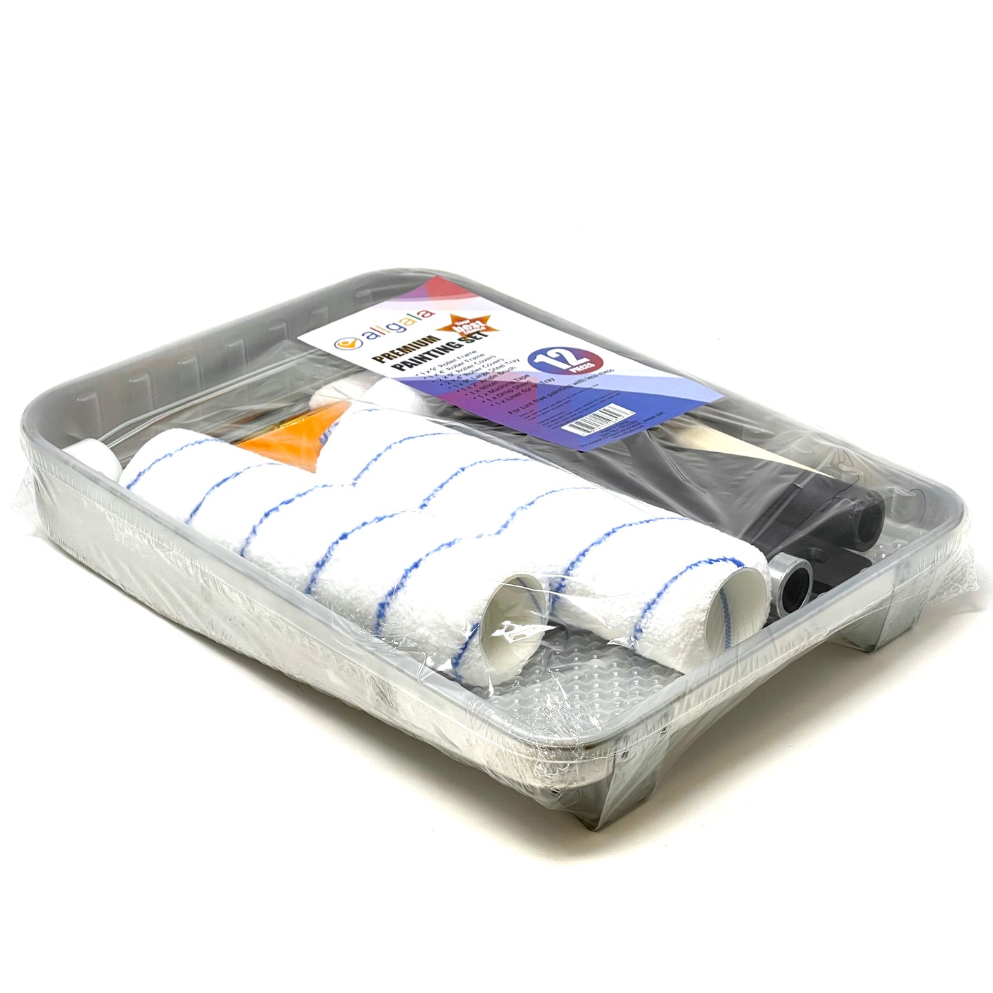 Allgala Paint Kit 12-Piece Premium Painting Roller Kit Set with Roller Frames, Covers, Steel Tray, Brush, Mixer, Masking Tape etc - TH10302