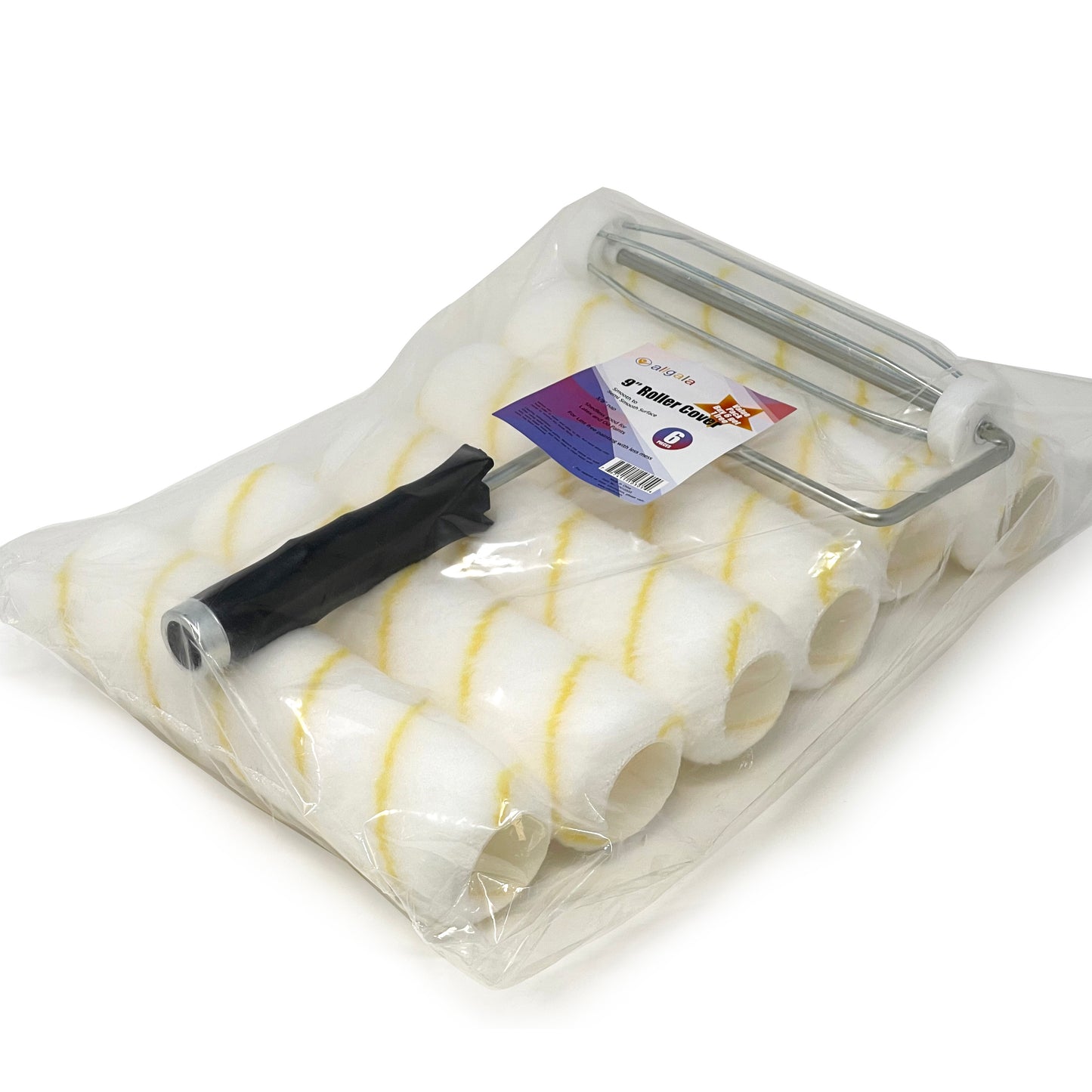 Allgala Paint Roller 6-Piece 9 Inch Shedless Lint Free Paint Roller Cover with Roller Frame - TH10305