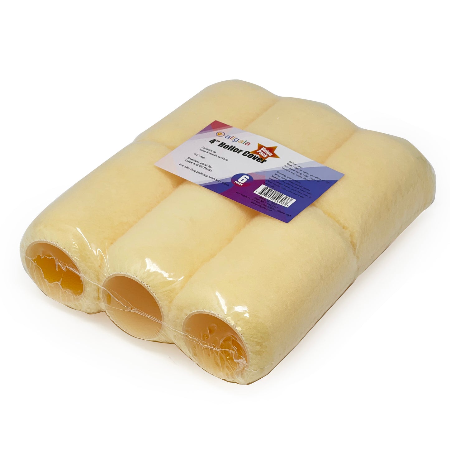 Allgala Paint Roller 4 Inch Shed-less Lint-free Roller Covers (Optional Roller Frame)