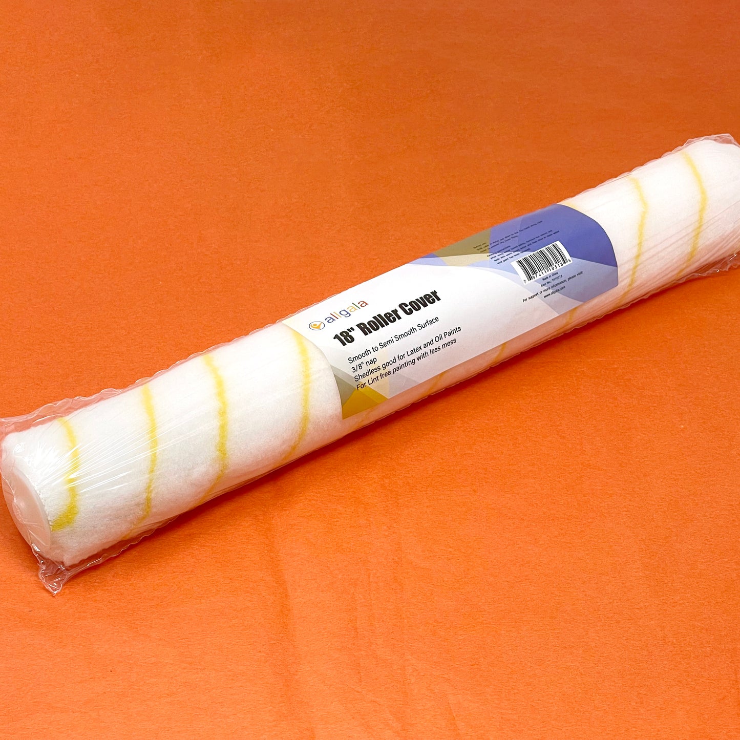 Allgala Paint Roller 18 Inch Shedless Lint Free Paint Roller Covers with End Caps