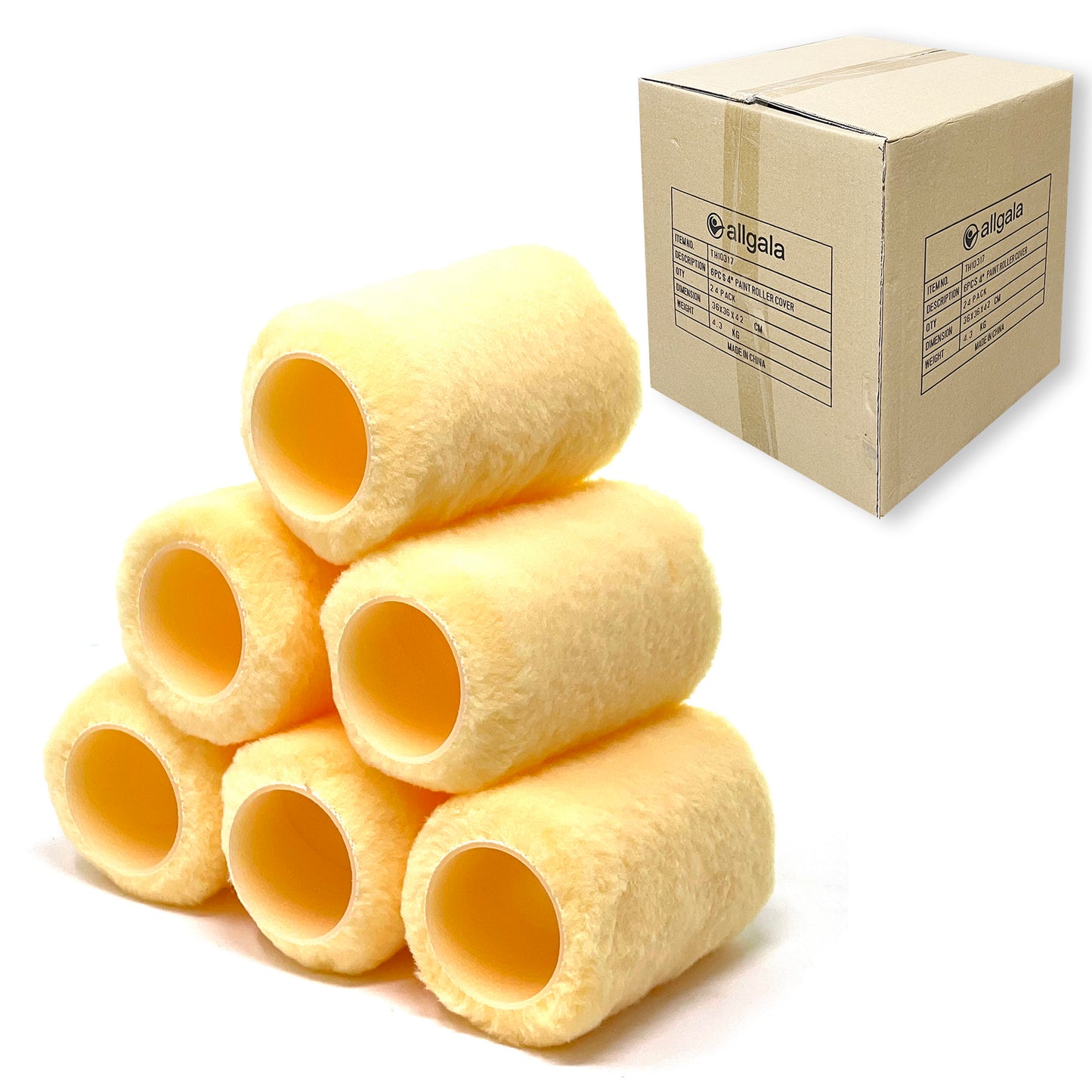 Allgala Paint Roller 4 Inch Shed-less Lint-free Roller Covers (Optional Roller Frame)