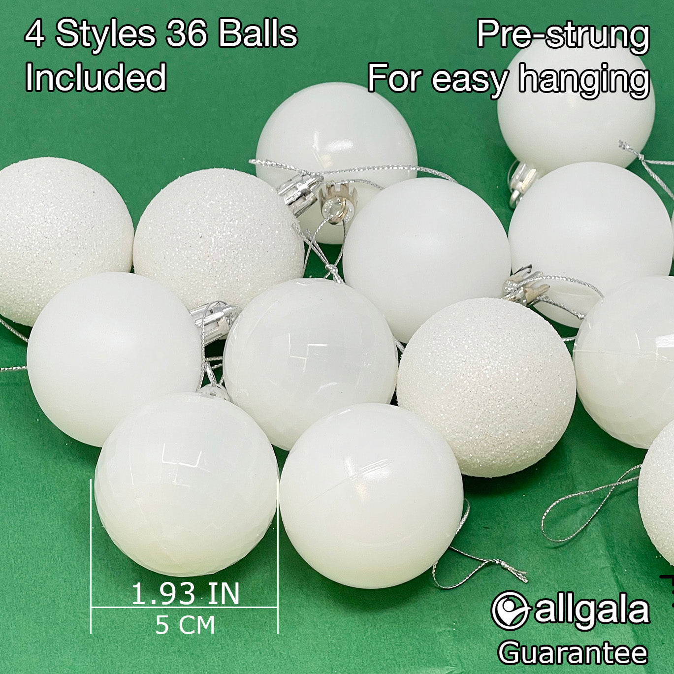 Allgala Christmas Ornament Balls - 36PK 2 Inch (5CM) for Xmas Tree-4 Style
