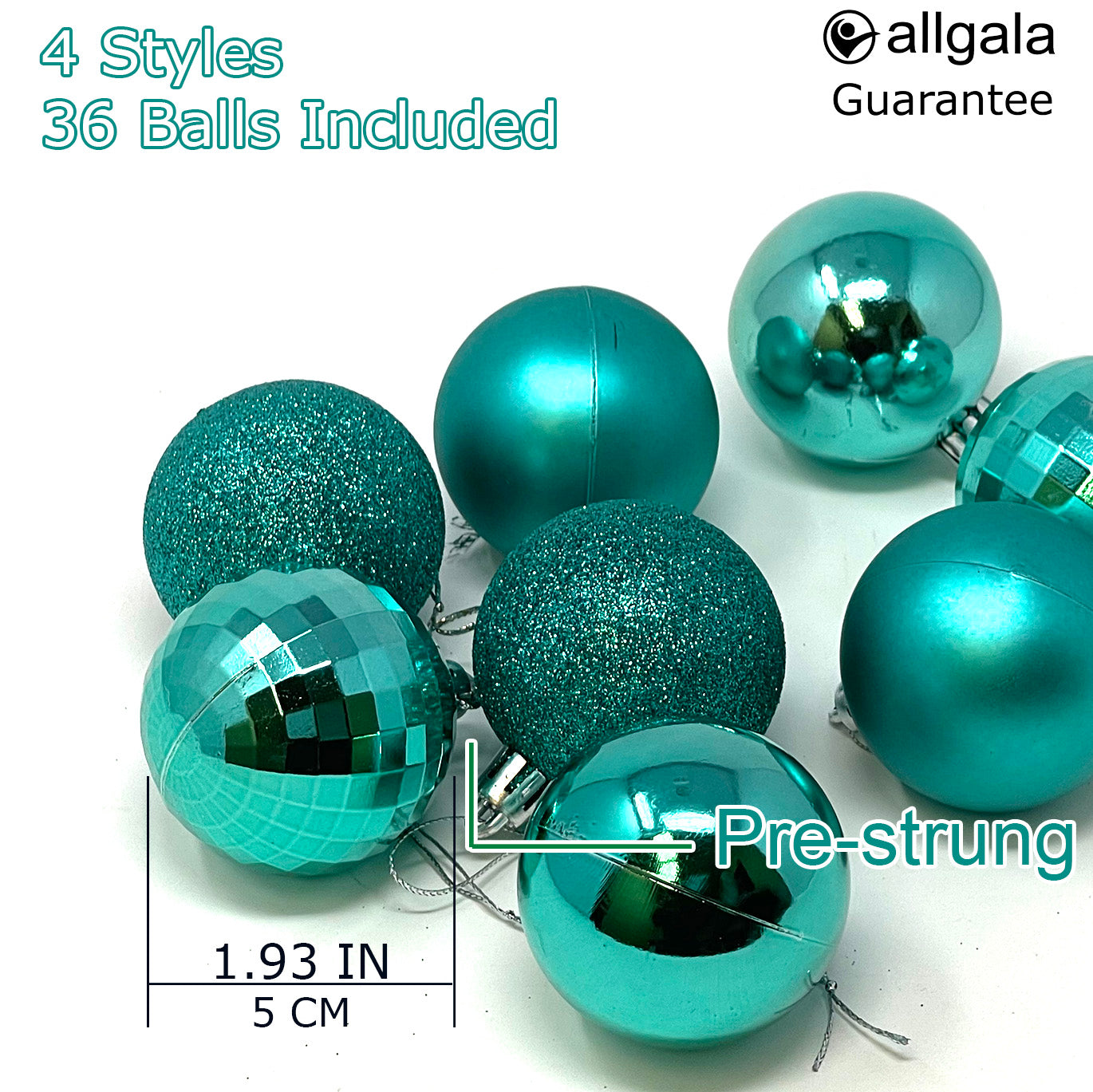 Allgala Christmas Ornament Balls - 36PK 2 Inch (5CM) for Xmas Tree-4 Style