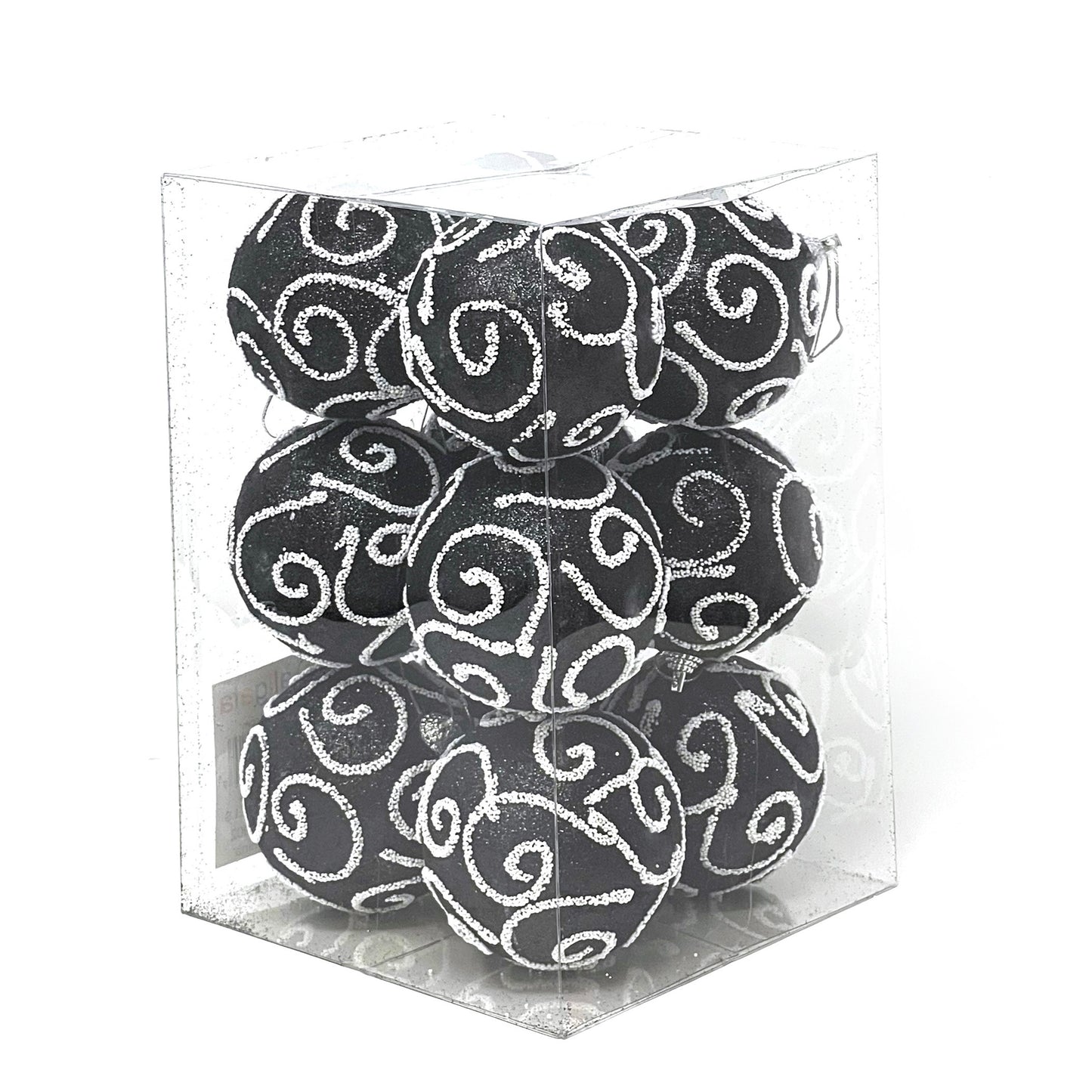 Allgala Christmas Ornament Balls 12 Pack 3 Inch - Glitter Decorated Foam