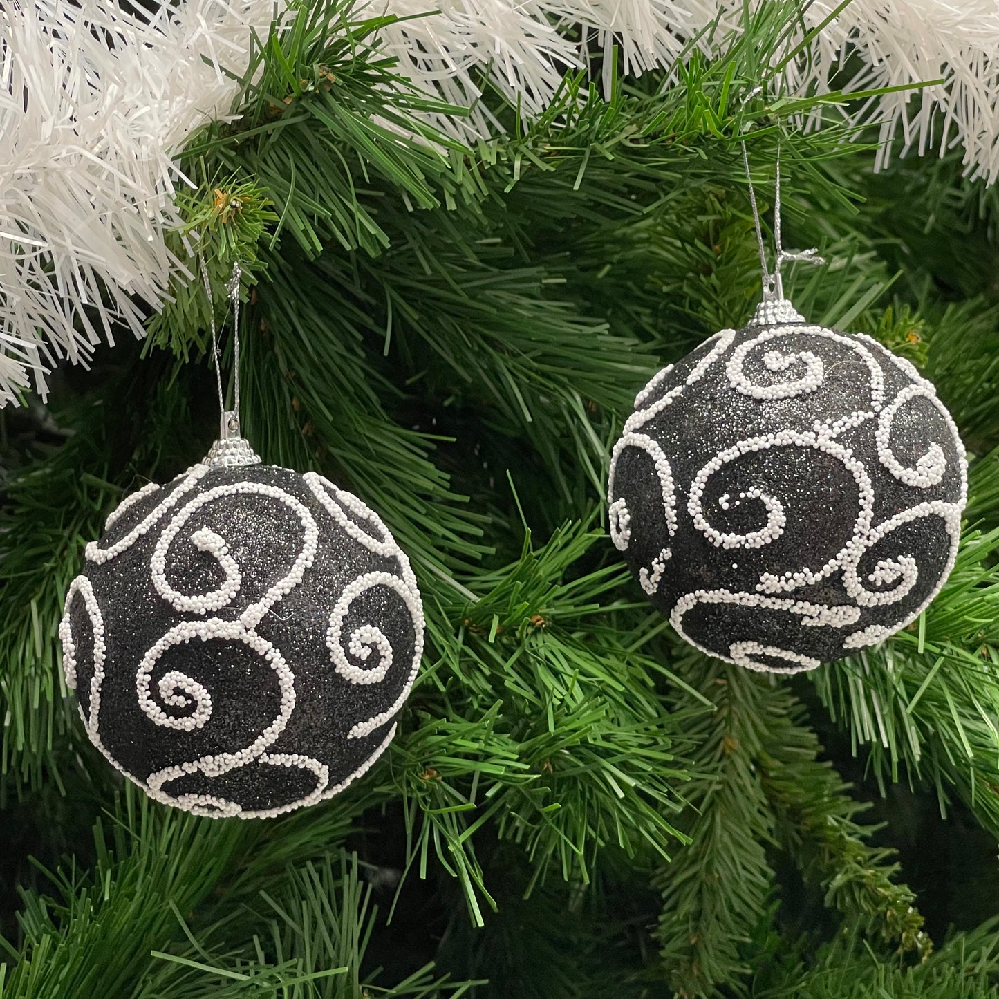 Allgala Christmas Ornament Balls 12 Pack 3 Inch - Glitter Decorated Foam