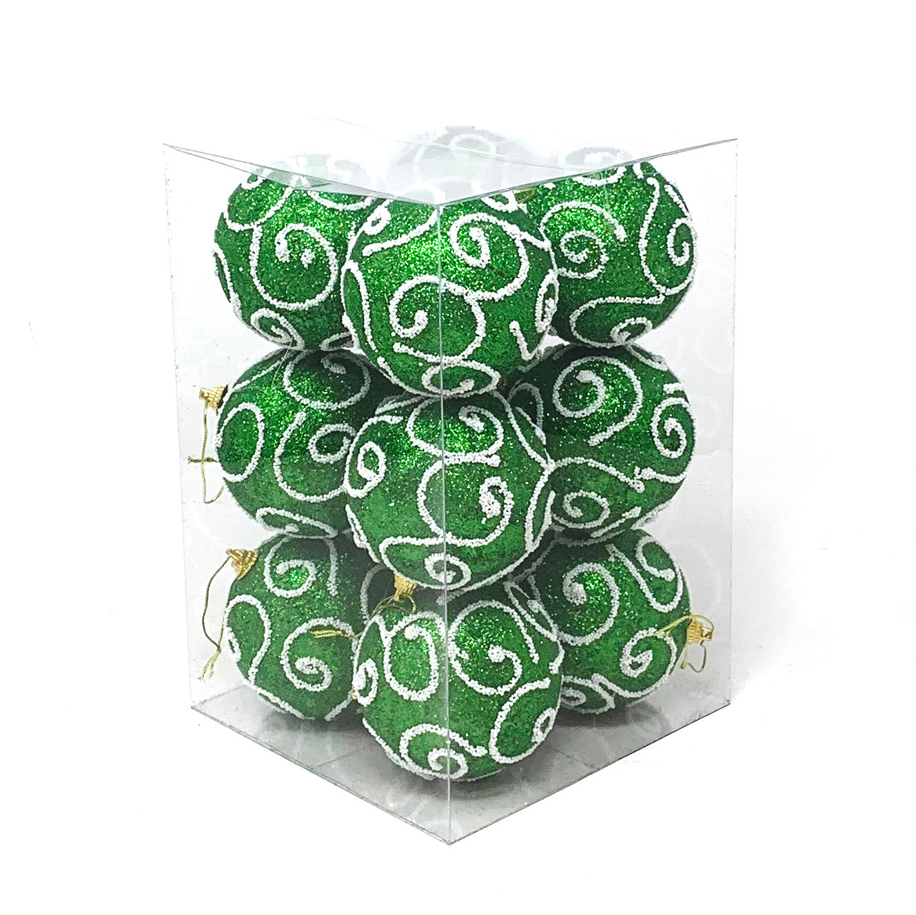 Allgala Christmas Ornament Balls 12 Pack 3 Inch - Glitter Decorated Foam