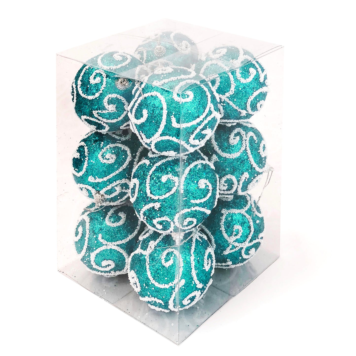 Allgala Christmas Ornament Balls 12 Pack 3 Inch - Glitter Decorated Foam