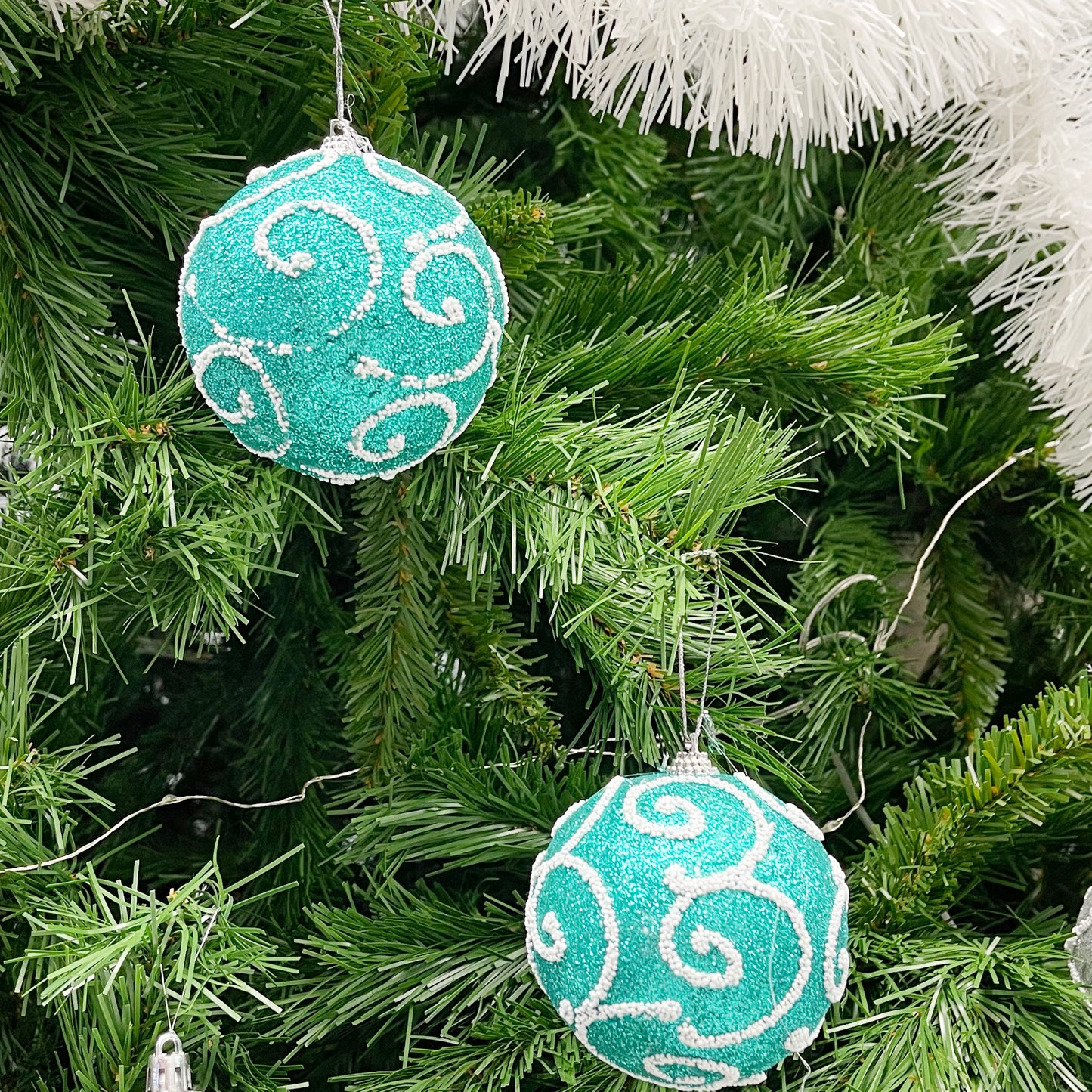 Allgala Christmas Ornament Balls 12 Pack 3 Inch - Glitter Decorated Foam