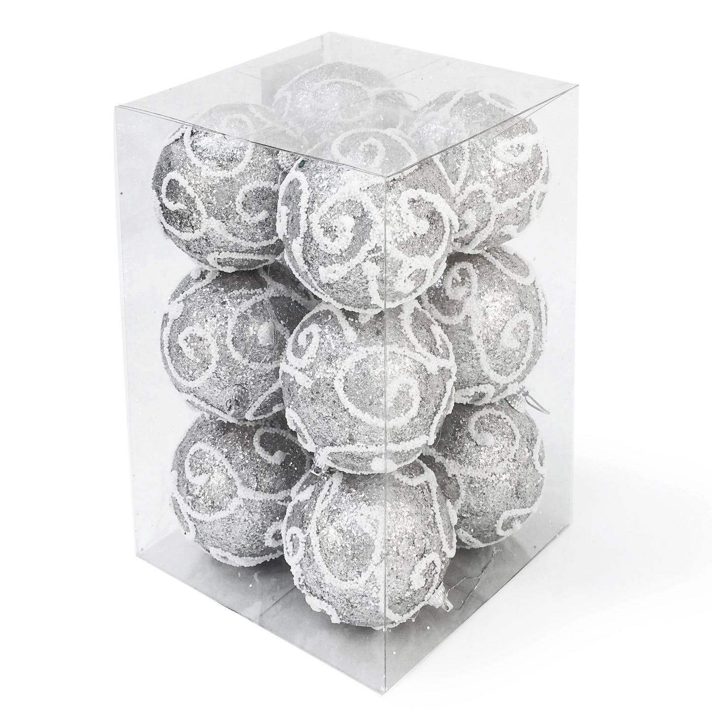 Allgala Christmas Ornament Balls 12 Pack 3 Inch - Glitter Decorated Foam