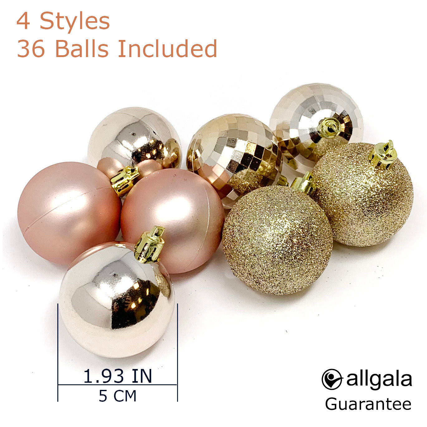 Allgala Christmas Ornament Balls - 36PK 2 Inch (5CM) for Xmas Tree-4 Style