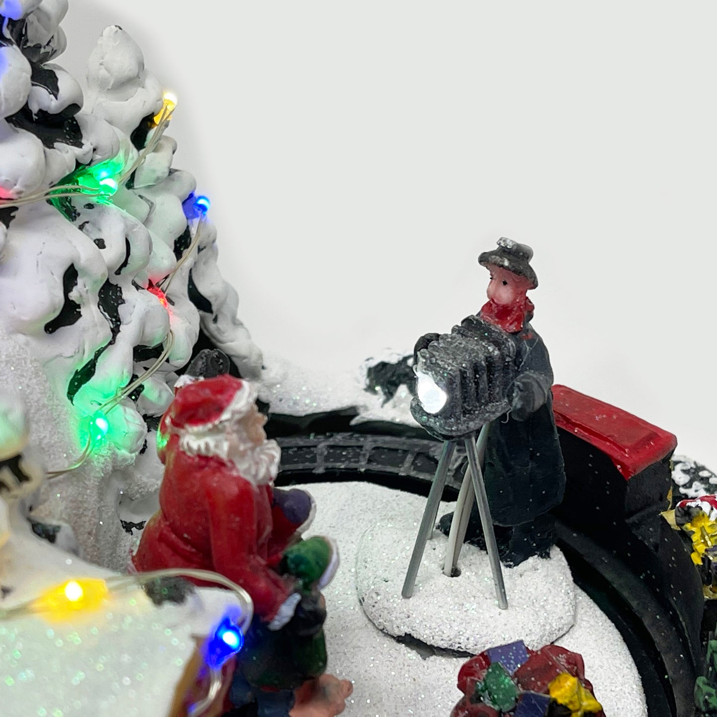 Crafted Polyresin Crafted Polyresin Christmas House Collectable Décor Building House Figurine with USB and Battery Dual Po … House Collectable Figurine with USB and Battery Dual Power Source-Moving Train and Photo with Santa-XH93408