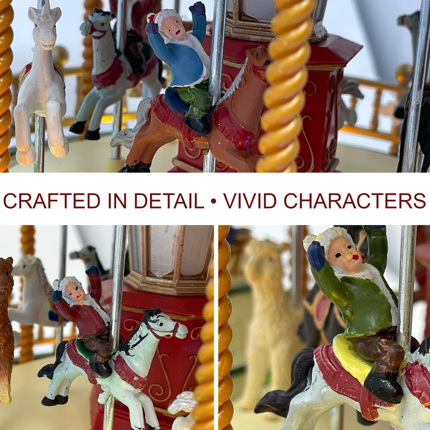 Crafted Polyresin Like Christmas House Collectable Figurine with USB and Battery Dual Power Source-Carousel-XH93422