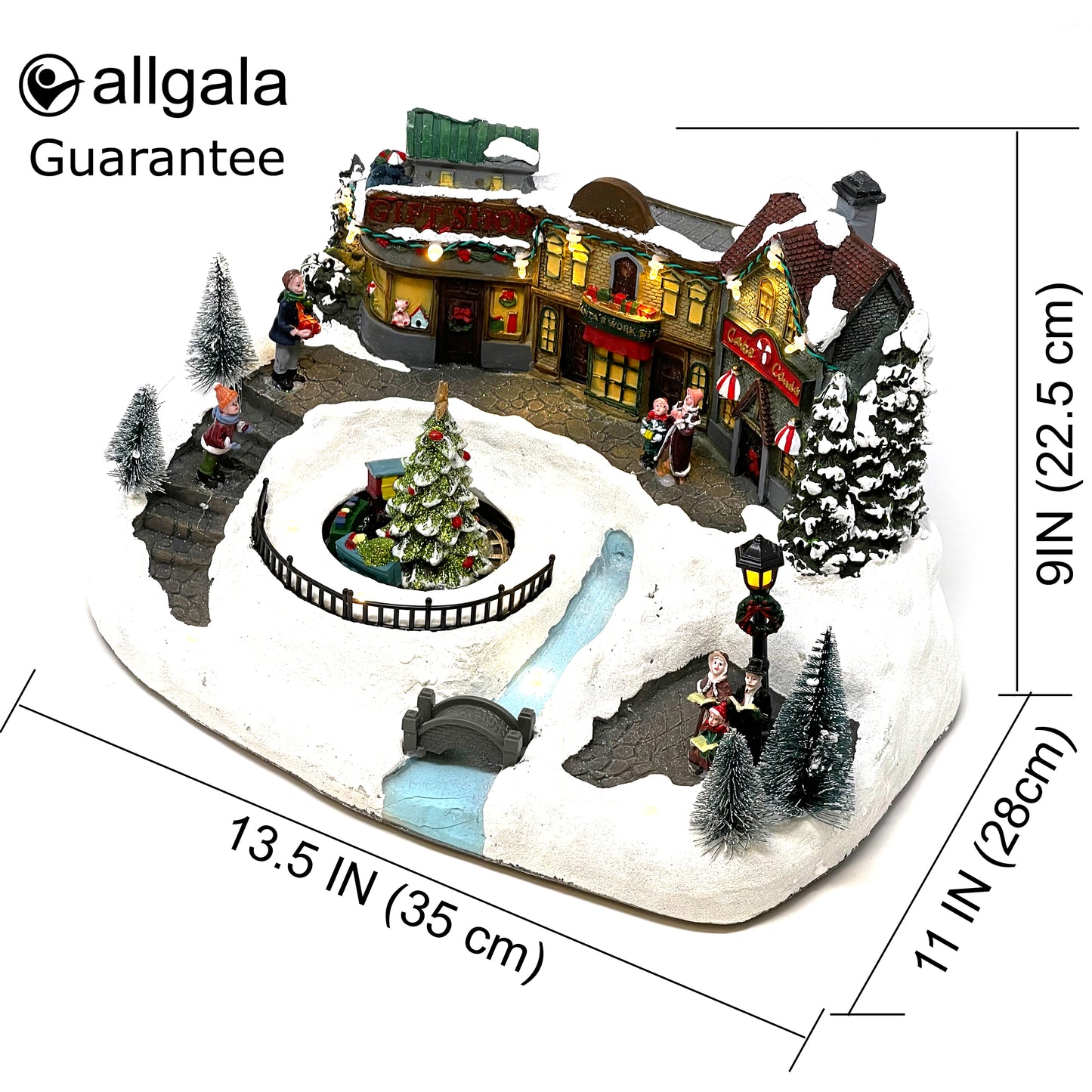 Crafted Polyresin Christmas House Collectable Figurine with USB and Battery Dual Power Source-Tree and Shops-XH93426