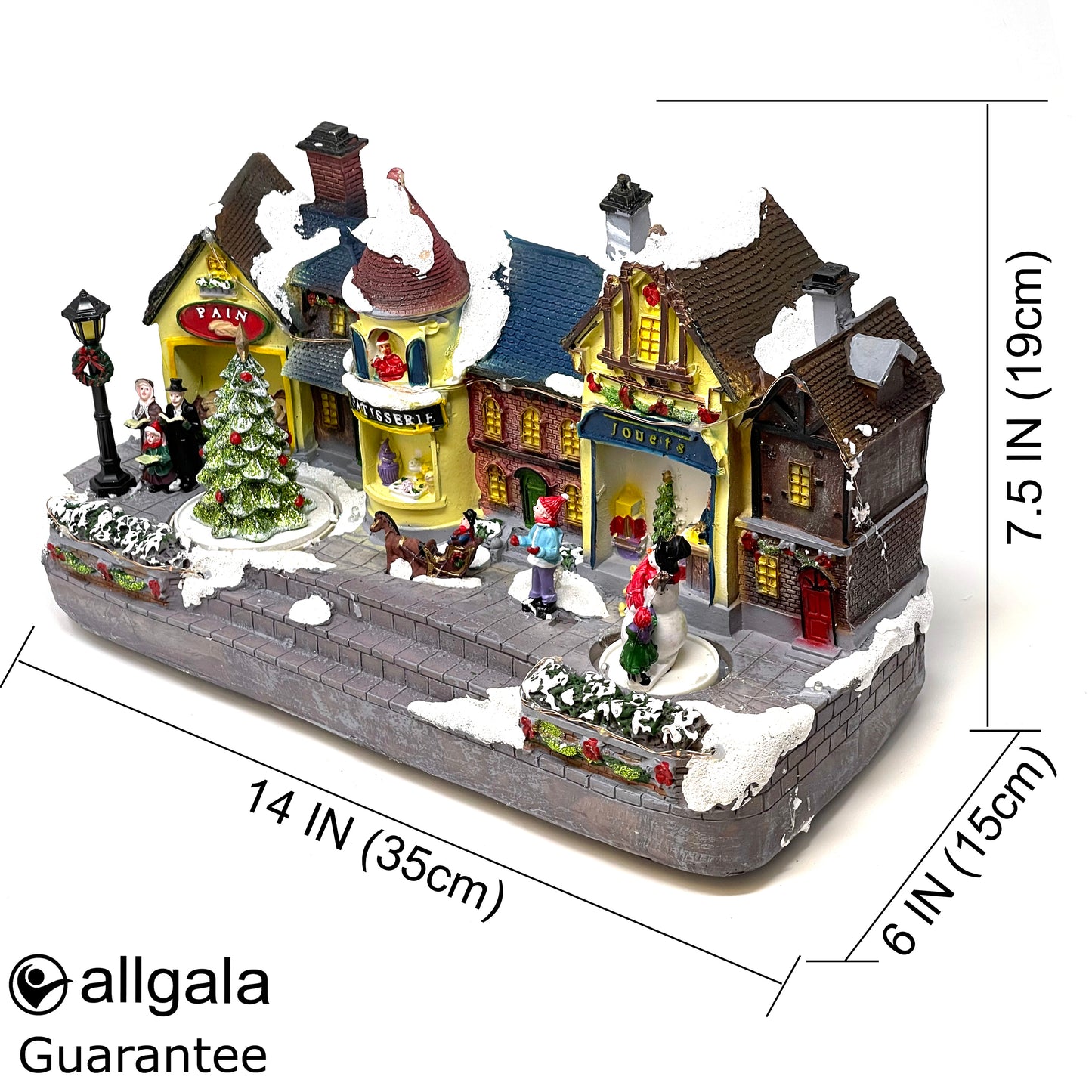 Crafted Polyresin Christmas House Collectable Figurine with USB and Battery Dual Power Source-French Town-XH93431