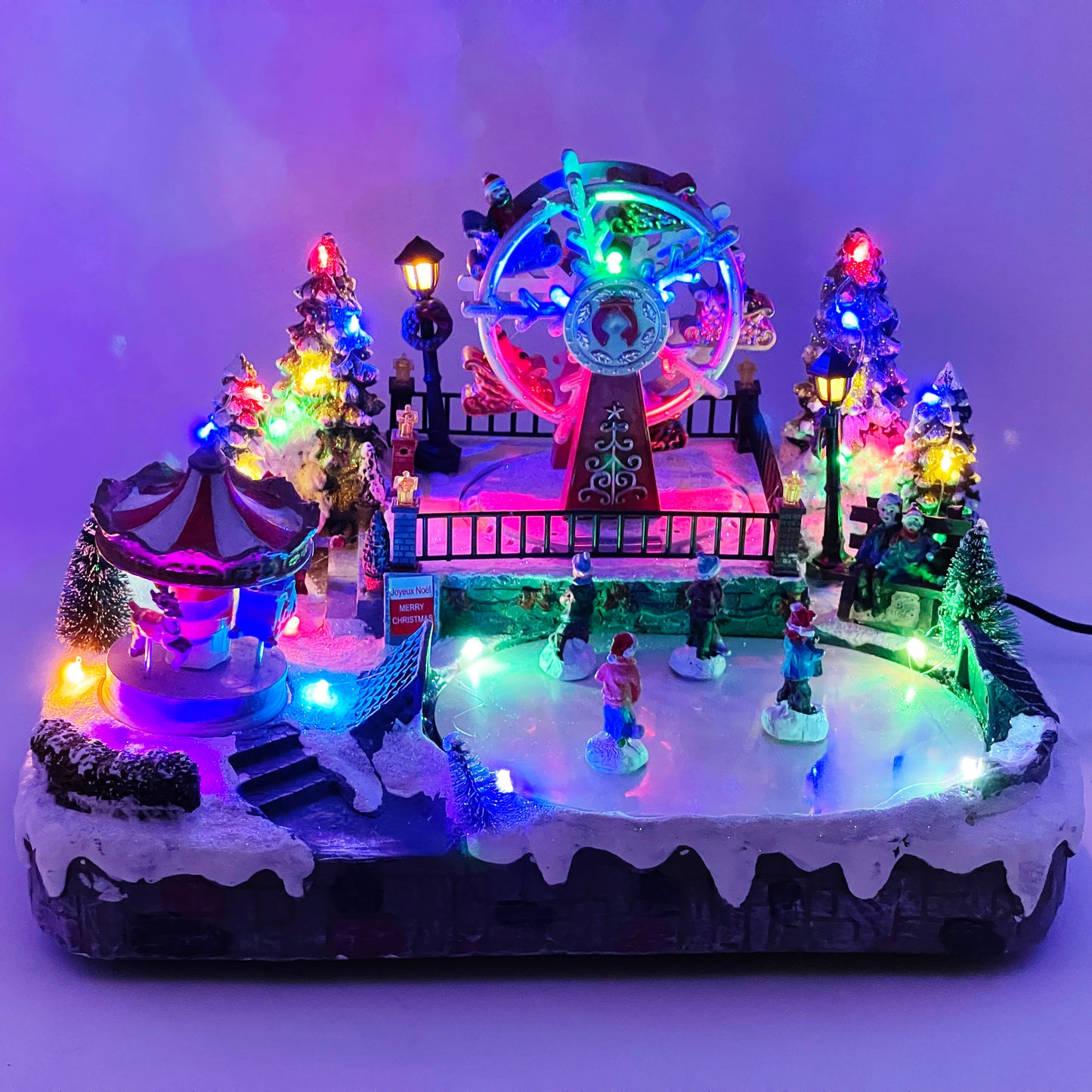 Crafted Polyresin Christmas House Collectable Figurine with USB Power Source-Winter Carnival-XH93436