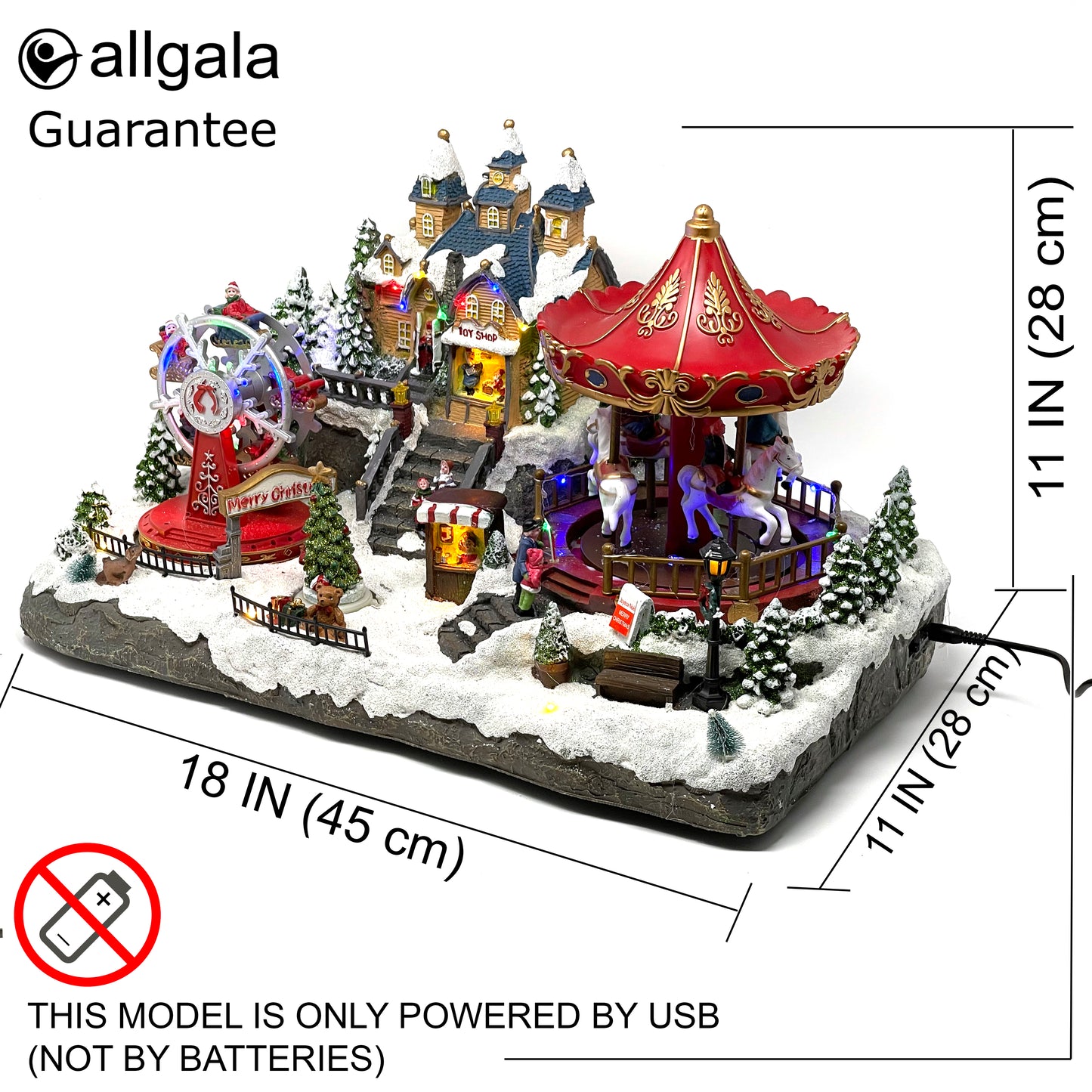 Jumbo Crafted Polyresin Christmas Village House Collectable Figurine-Carnival Carousel-XH93439