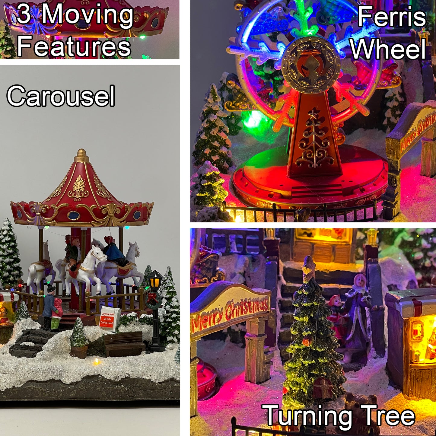 Jumbo Crafted Polyresin Christmas Village House Collectable Figurine-Carnival Carousel-XH93439