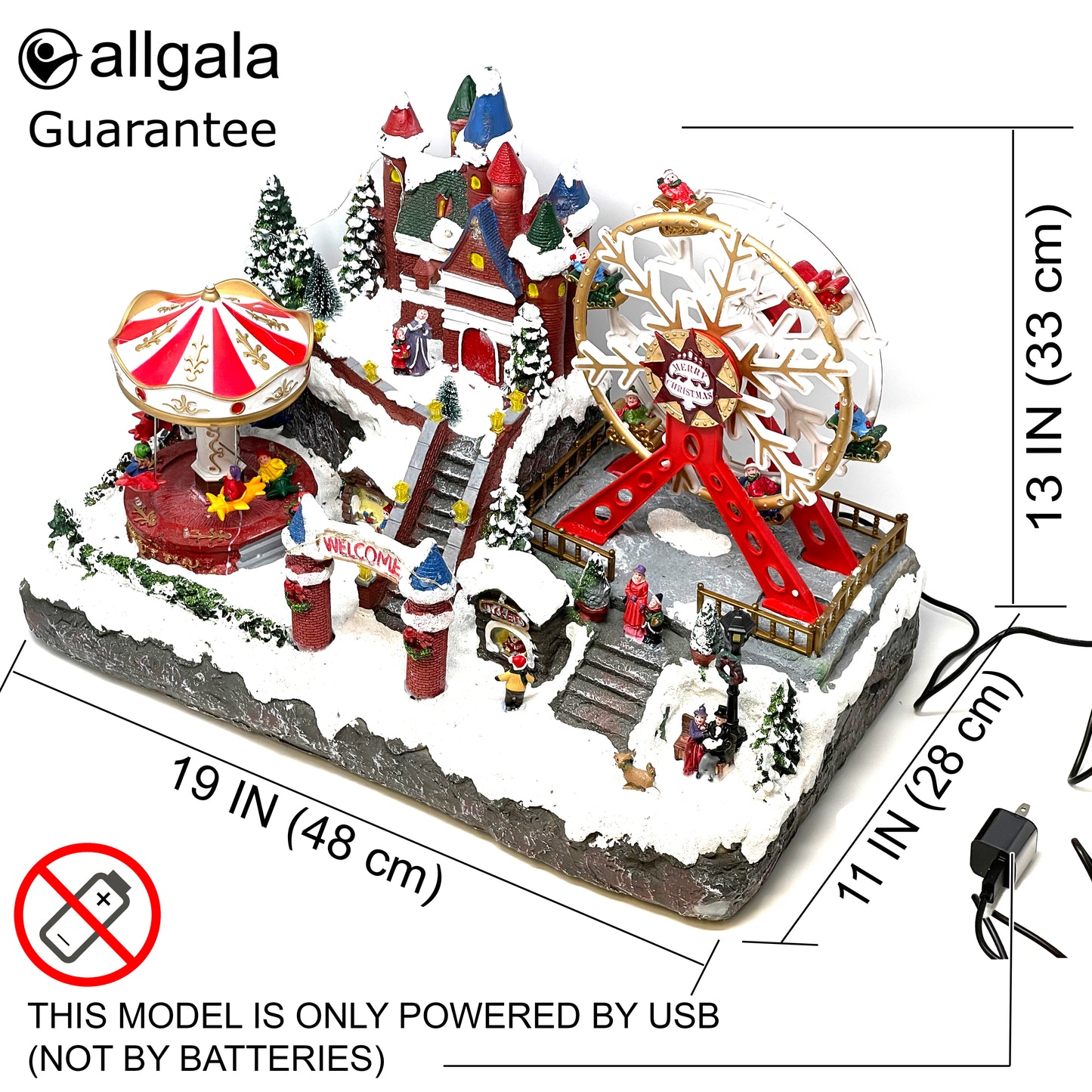 Jumbo Crafted Polyresin Christmas Village House Collectable Figurine-Carnival Ferris Wheel-XH93440
