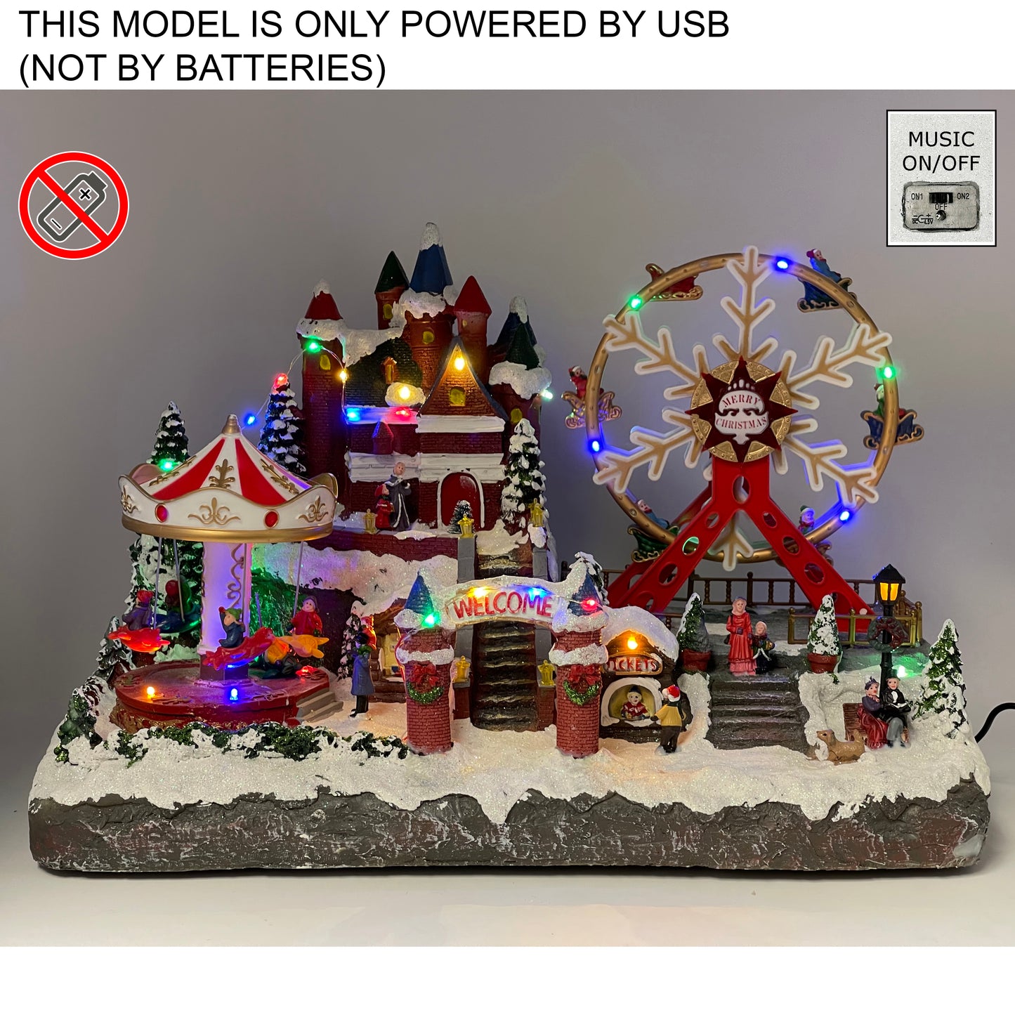 Jumbo Crafted Polyresin Christmas Village House Collectable Figurine-Carnival Ferris Wheel-XH93440