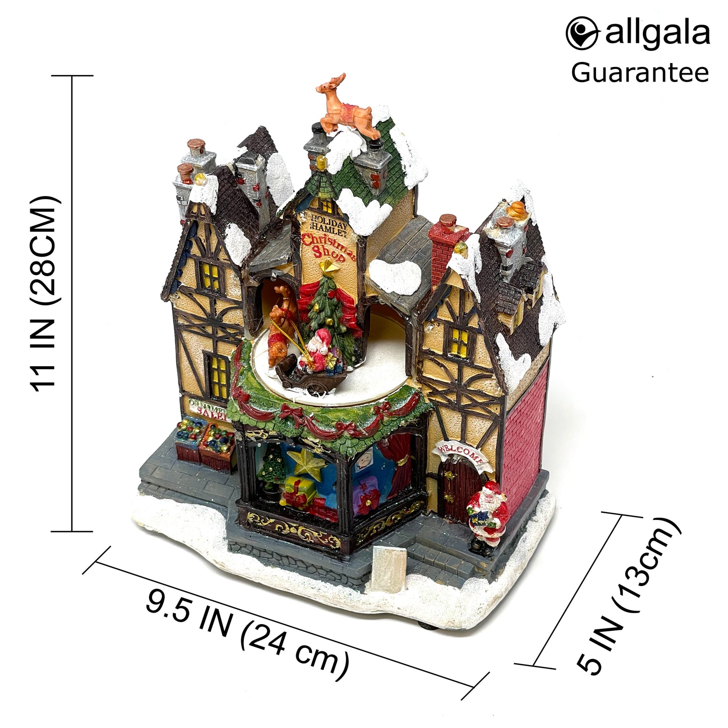 Crafted Polyresin Christmas House Collectable Figurine with USB and Battery Dual Power Source-Christmas Shop-XH93441