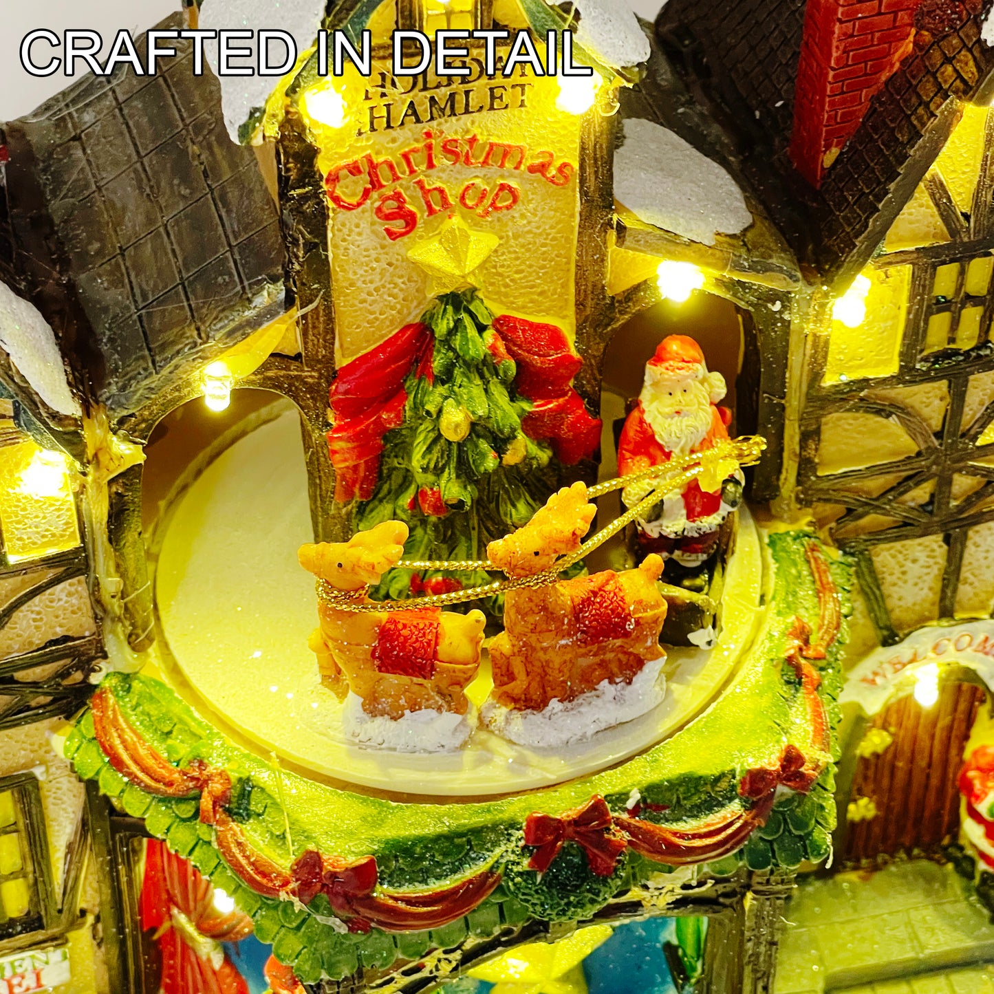Crafted Polyresin Christmas House Collectable Figurine with USB and Battery Dual Power Source-Christmas Shop-XH93441