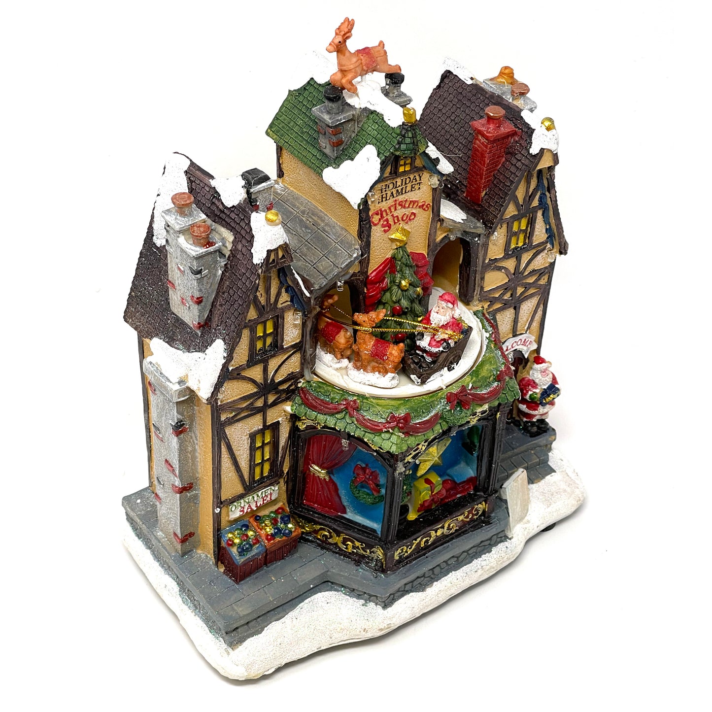 Crafted Polyresin Christmas House Collectable Figurine with USB and Battery Dual Power Source-Christmas Shop-XH93441