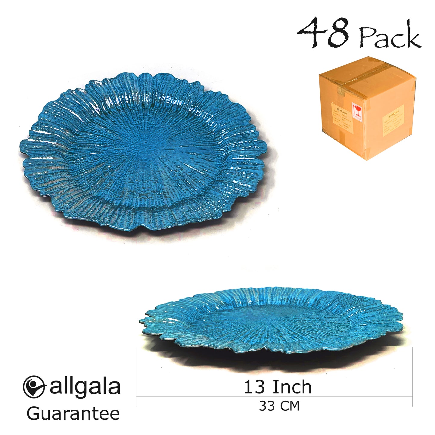 Allgala Charger Plates 13-Inch 6-Pack Heavy Quality Round Charger Plates-Reef