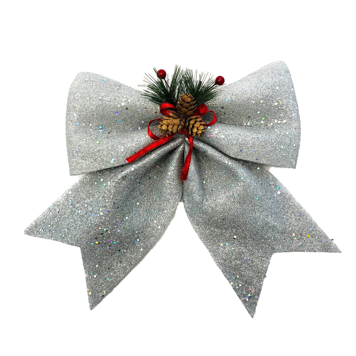 Allgala Christmas Decorative Bows for Wreaths, Garlands & Christmas Trees – Silver