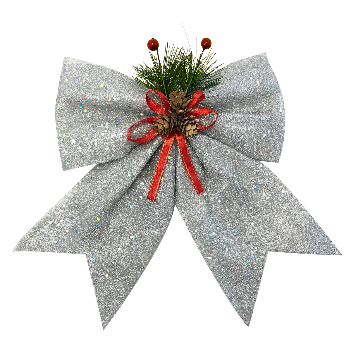 Allgala Christmas Decorative Bows for Wreaths, Garlands & Christmas Trees – Silver