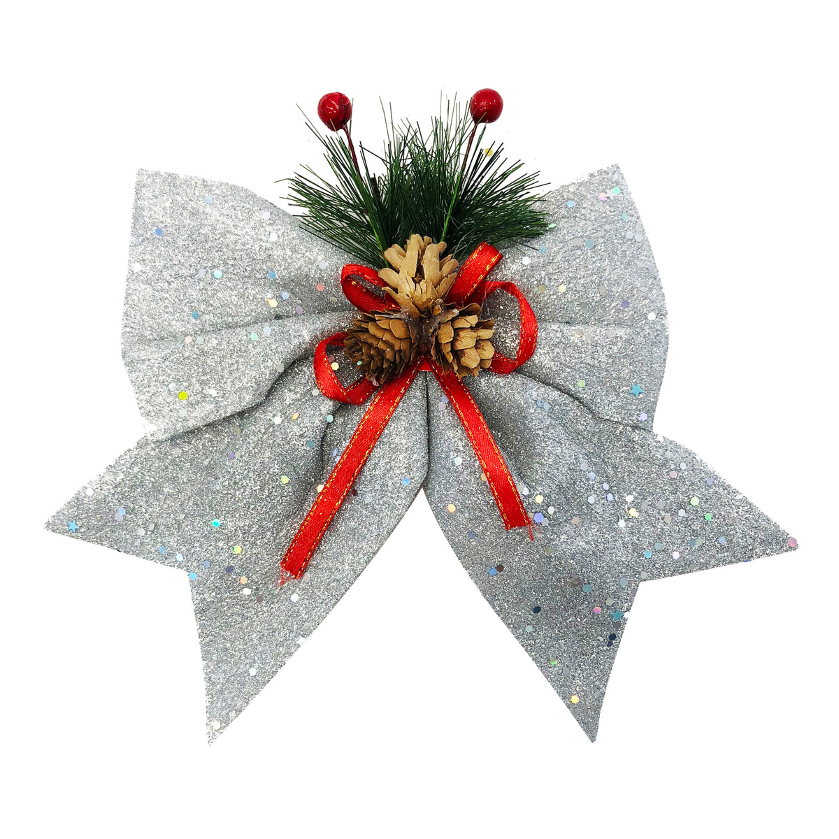 Allgala Christmas Decorative Bows for Wreaths, Garlands & Christmas Trees – Silver