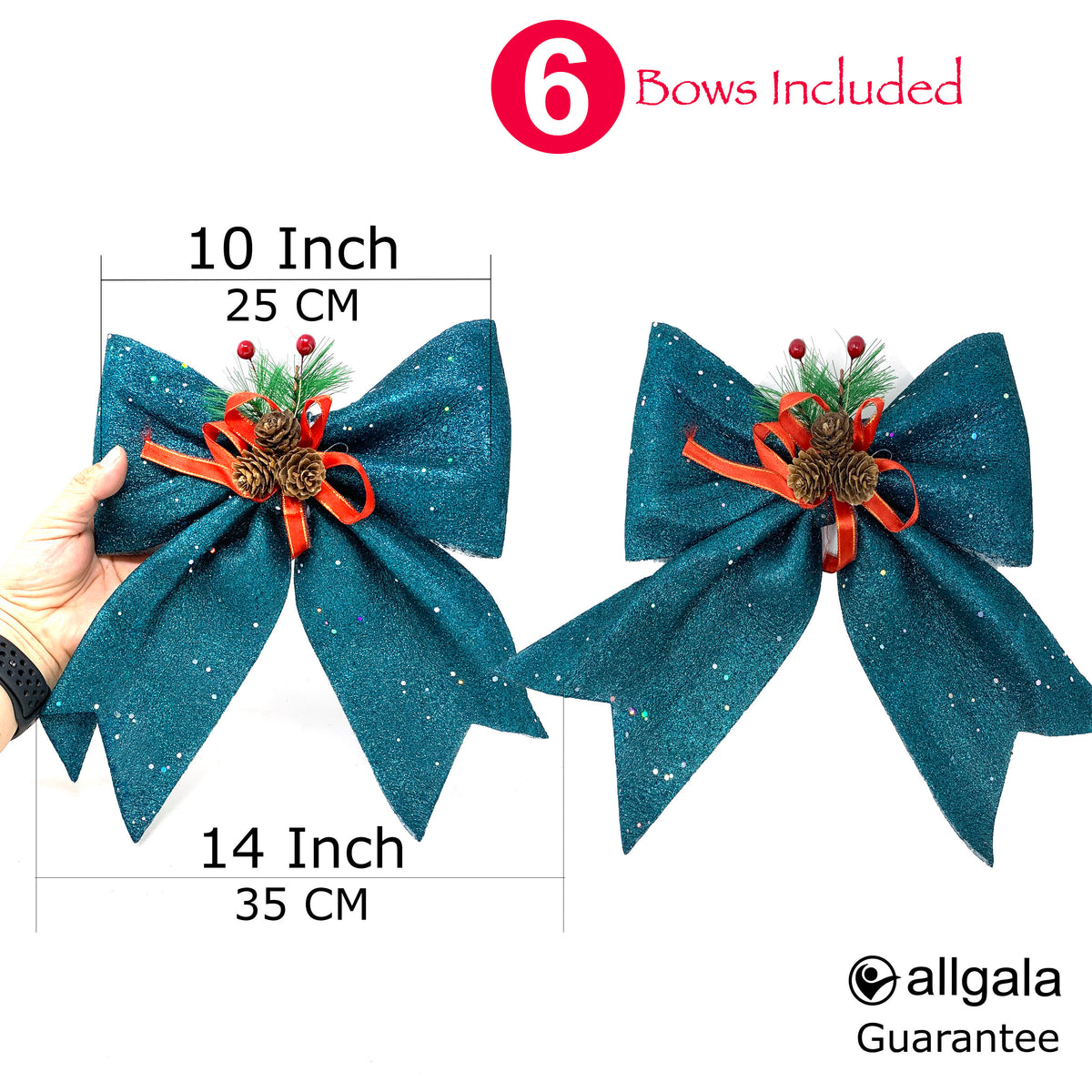 Allgala Christmas Decorative Bows for Wreaths, Garlands & Christmas Trees – Dark Green