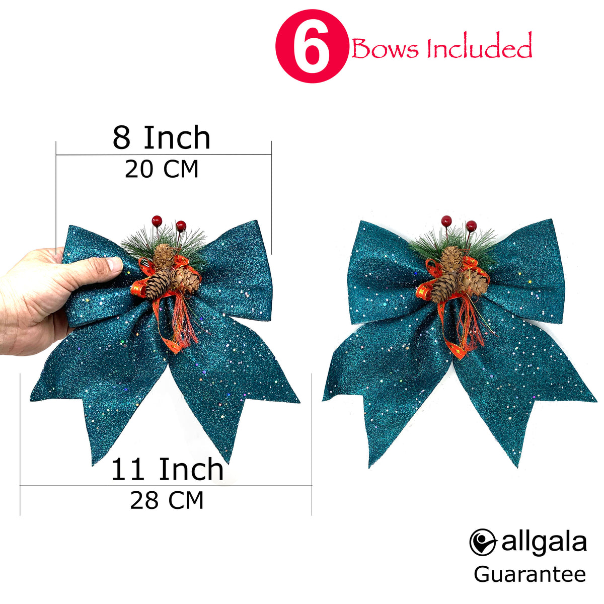 Allgala Christmas Decorative Bows for Wreaths, Garlands & Christmas Trees – Dark Green