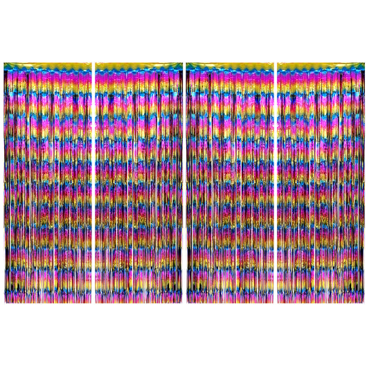 Allgala Back Drop 4PK (3x1 M) 9.7FT x 3.2FT Metalic Tinsel Party Photo Backdrop Curtains Door Fringe